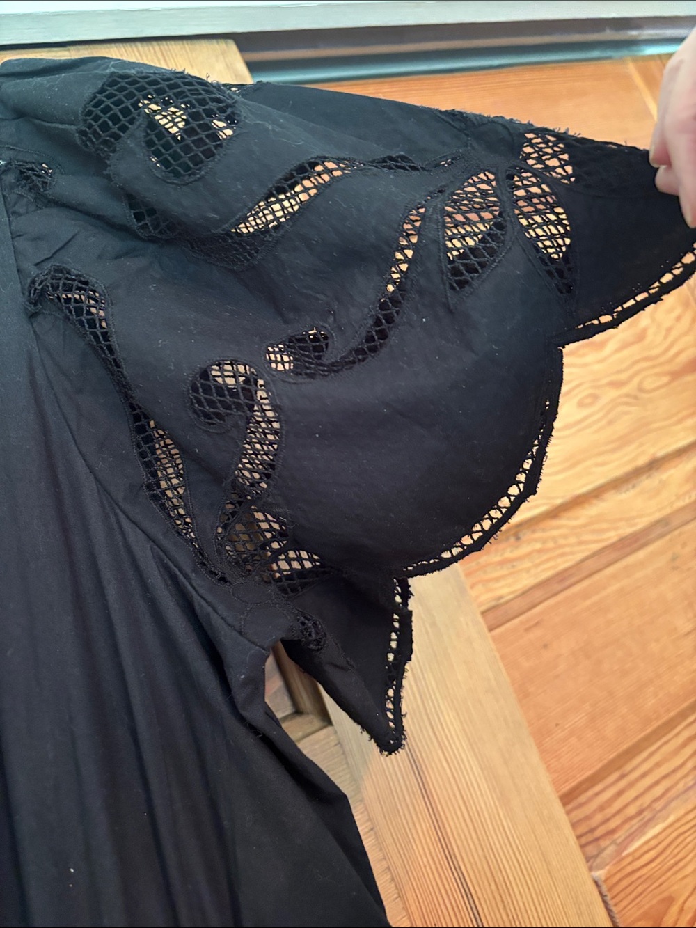 Anthropologie Black Eyelet Tiered V‑Neck Maxi Dress - Picture 5 of 6